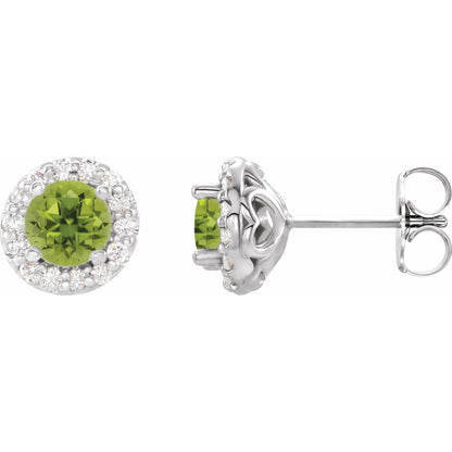 5.5 mm Natural Peridot & 1/4 CTW Natural Diamond Earrings