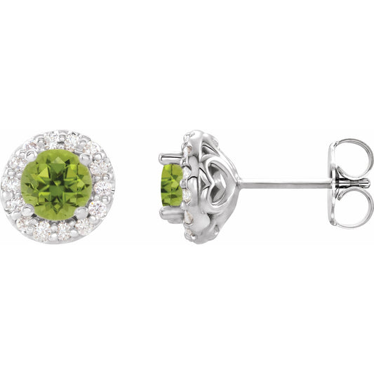 4.5 mm Natural Peridot & 1/4 CTW Natural Diamond Earrings