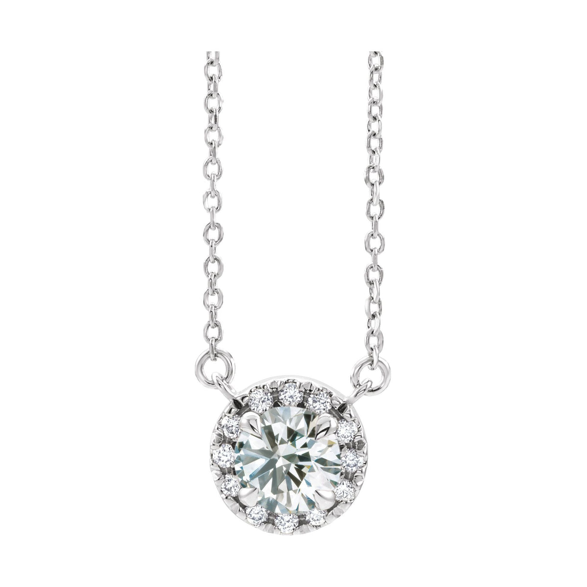 Natural Diamond French-Set Halo-Style Necklace or Center