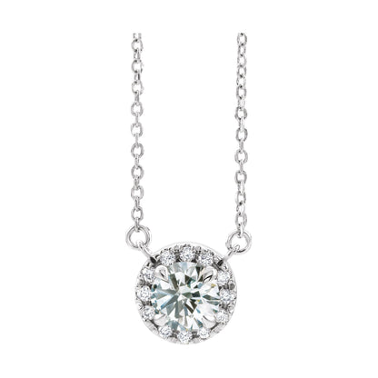 Natural Diamond French-Set Halo-Style Necklace or Center