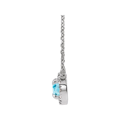 6 mm Natural Blue Zircon & 1/6 CTW Natural Diamond 18" Necklace