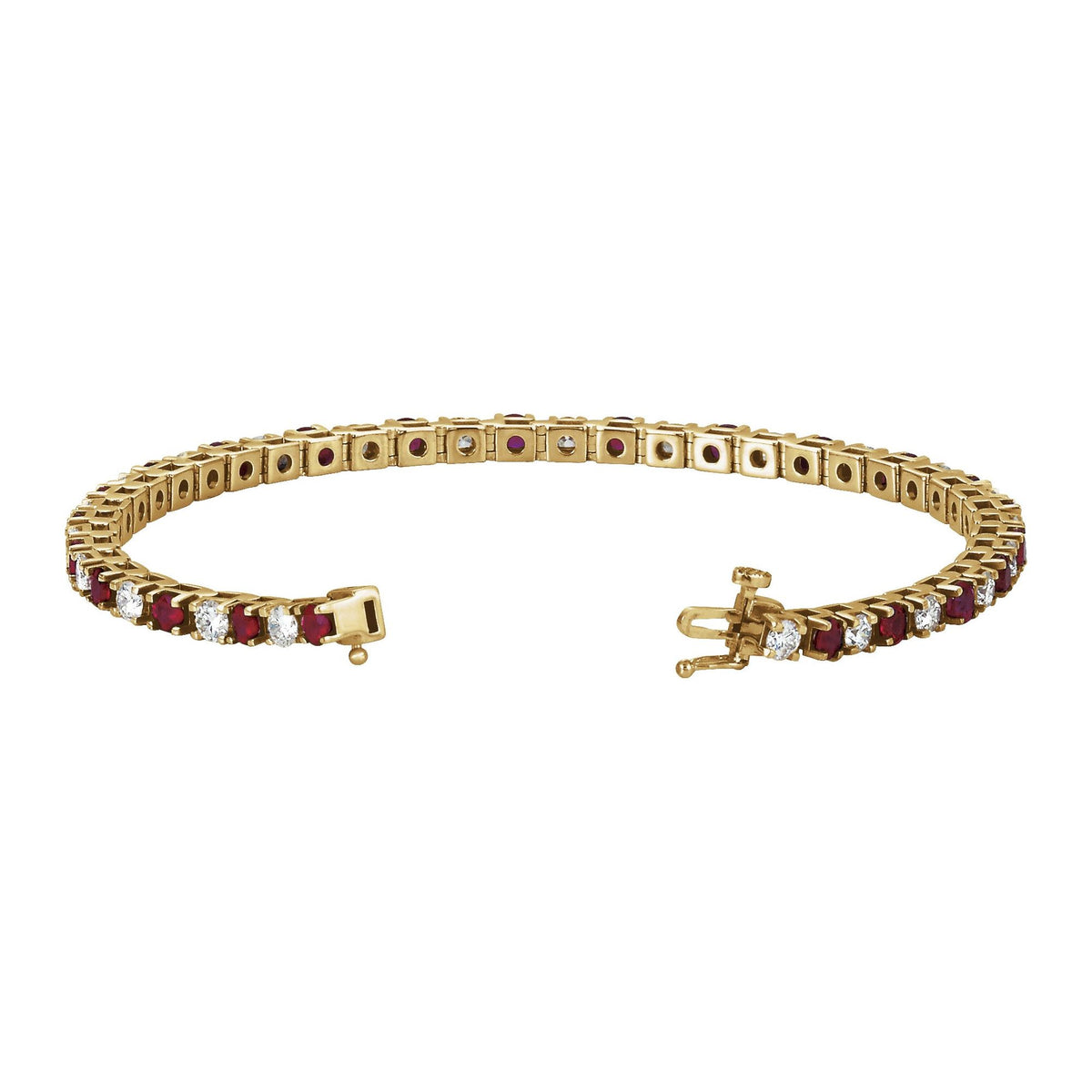 Natural Ruby & 2 3/8 CTW Natural Diamond Line 7" Bracelet