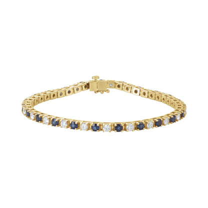 Natural Blue Sapphire & 2 3/8 CTW Natural Diamond Line 7" Bracelet
