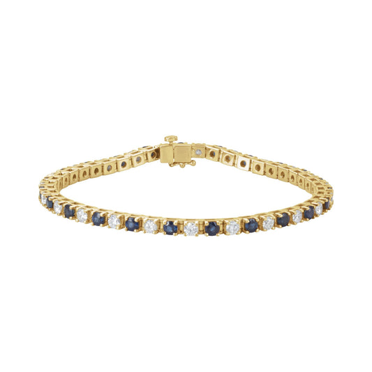 Natural Blue Sapphire & 2 3/8 CTW Natural Diamond Line 7" Bracelet