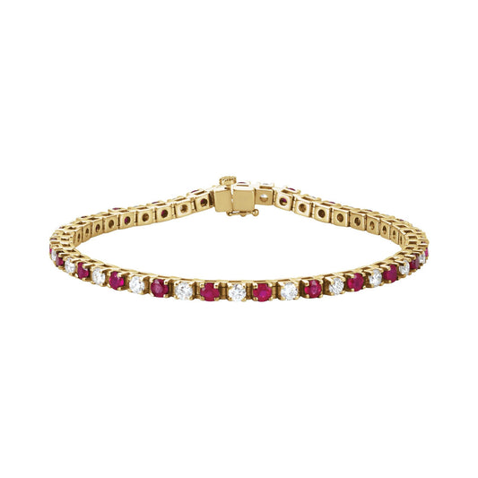 Natural Ruby & 2 3/8 CTW Natural Diamond Line 7" Bracelet