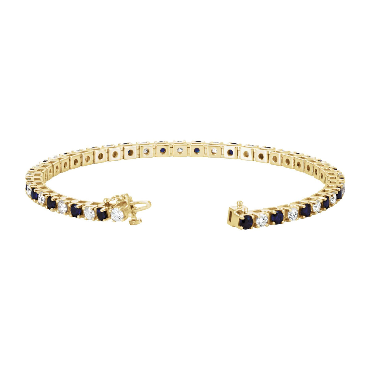 Natural Blue Sapphire & 2 3/8 CTW Natural Diamond Line 7" Bracelet