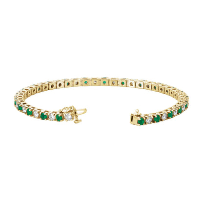 Natural Emerald & 2 1/3 CTW Natural Diamond Line 7" Bracelet