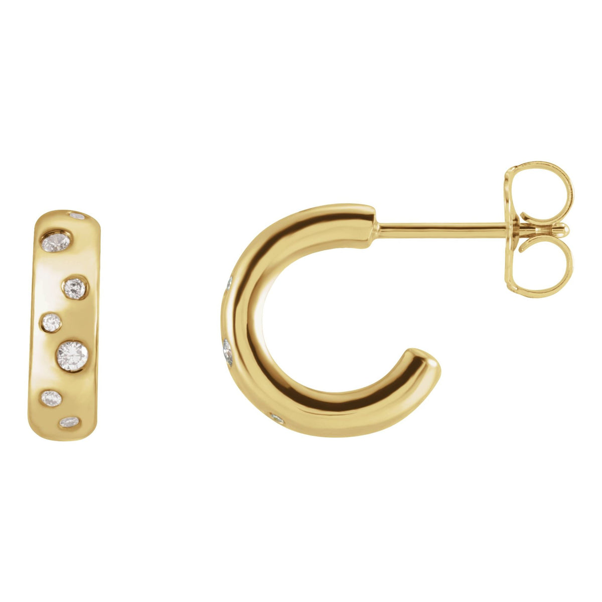Natural Diamond Accented Hoop Earrings