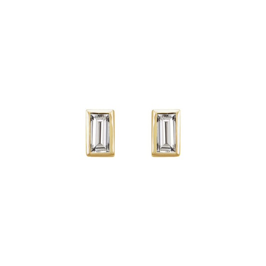 Natural Diamond Straight Baguette Bezel-Set Stud Earrings
