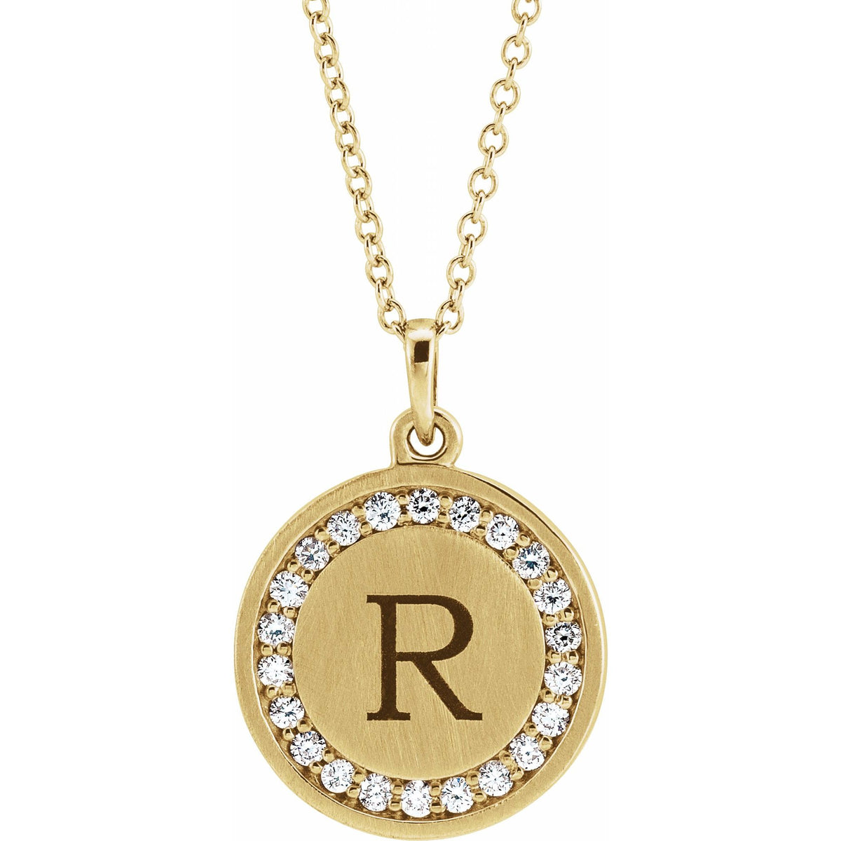 Natural Diamond Engravable Halo-Style Necklace or Pendant
