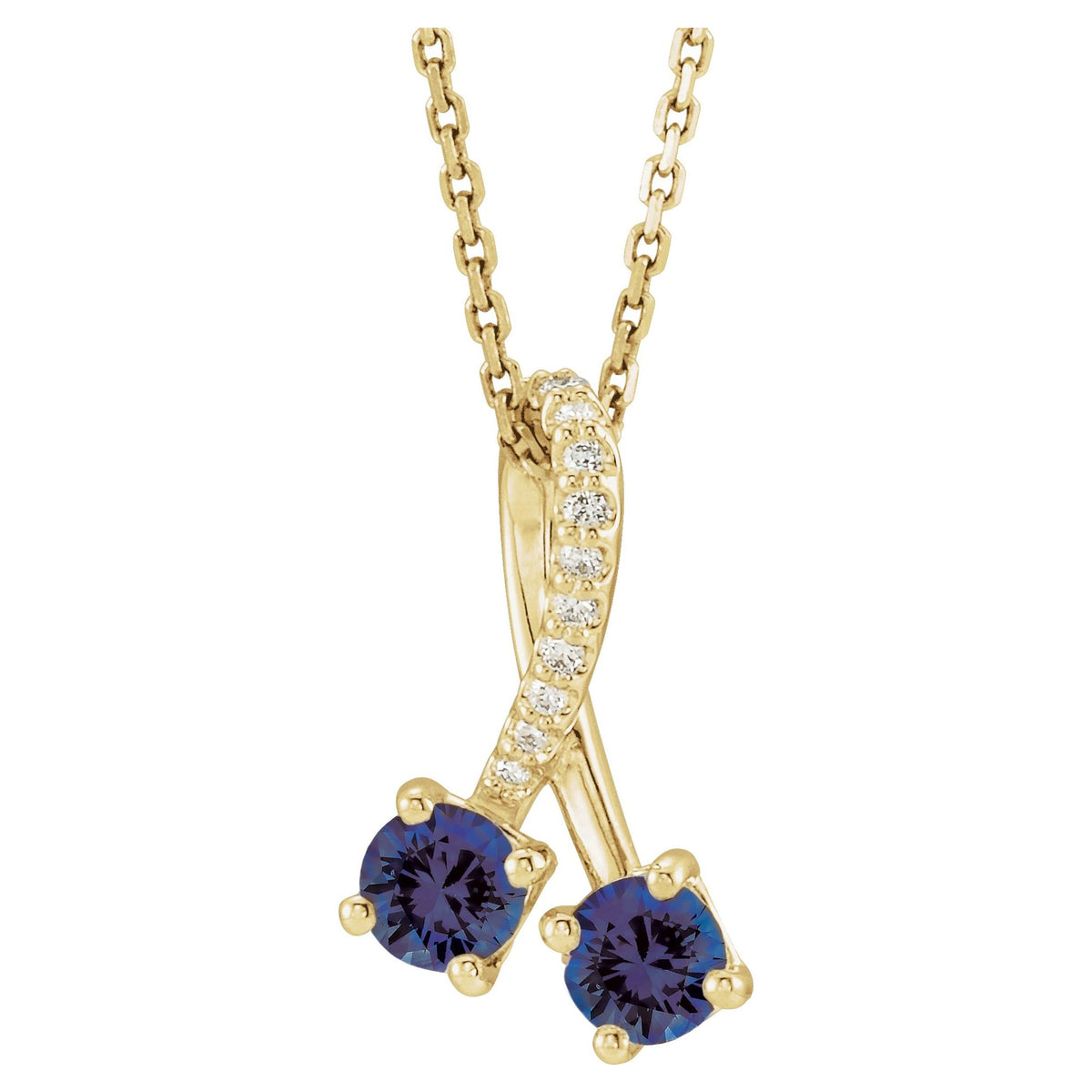 Natural Blue Sapphire & .05 CTW Natural Diamond 16-18" Necklace