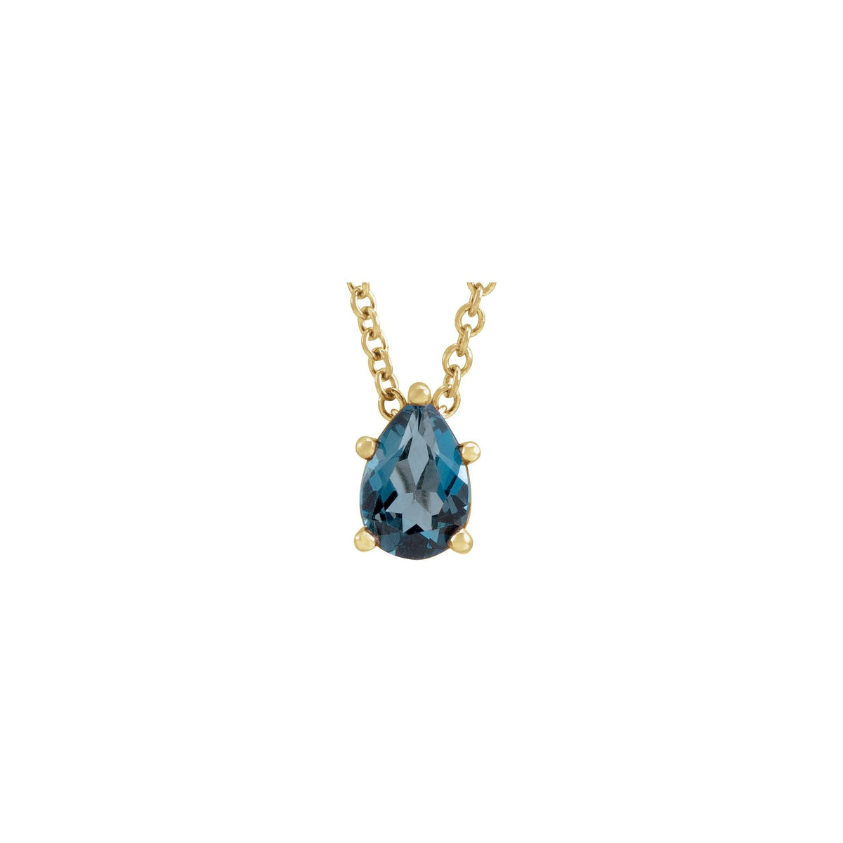 6x4 mm Pear London Blue Topaz 16-18" Necklace