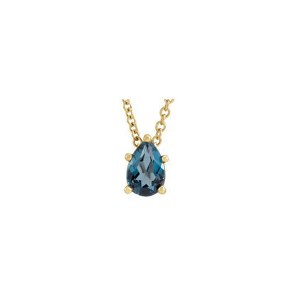 6x4 mm Pear London Blue Topaz 16-18" Necklace