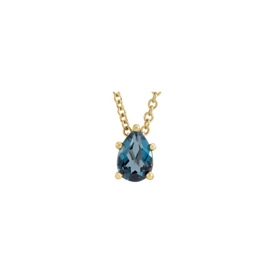 6x4 mm Pear London Blue Topaz 16-18" Necklace