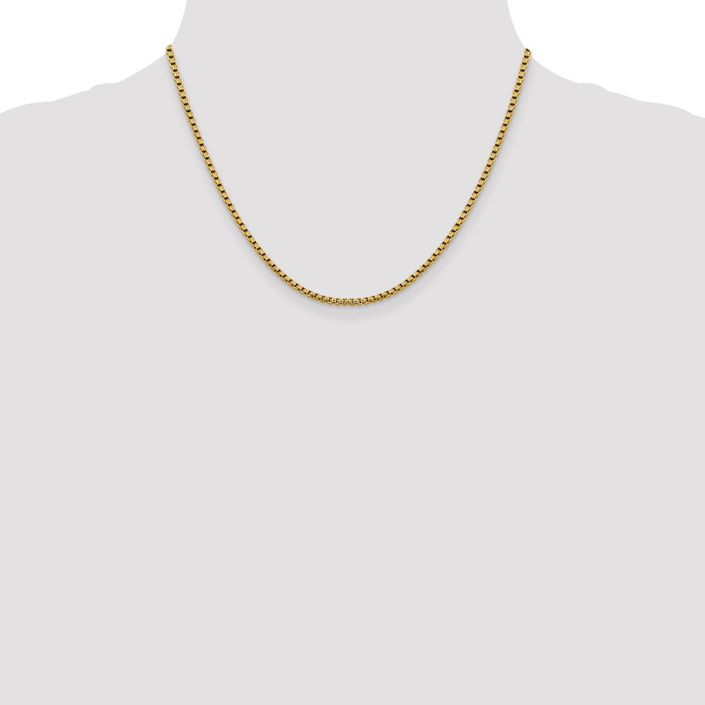 2.4mm Semi-Solid D/C Round Box Chain - Yellow Gold