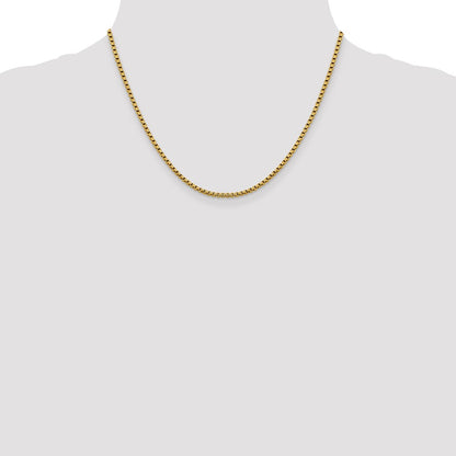 2.4mm Semi-Solid D/C Round Box Chain - Yellow Gold