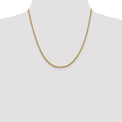 2.4mm Semi-Solid D/C Round Box Chain - Yellow Gold