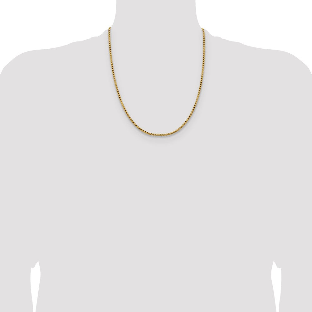2.4mm Semi-Solid D/C Round Box Chain - Yellow Gold