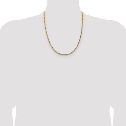 2.4mm Semi-Solid D/C Round Box Chain - Yellow Gold