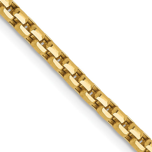 2.4mm Semi-Solid D/C Round Box Chain - Yellow Gold