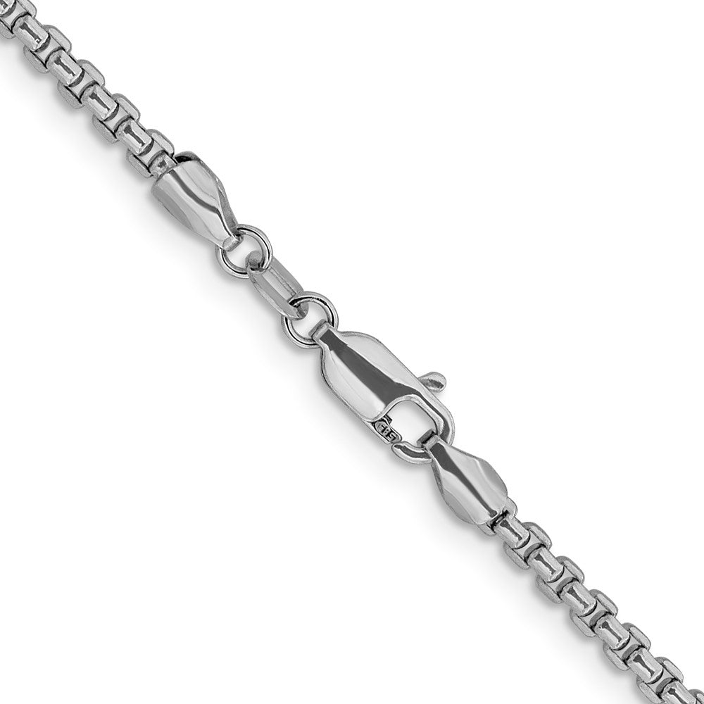 2.4mm Semi-Solid D/C Round Box Chain - White Gold