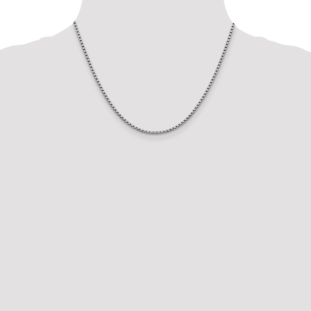 2.4mm Semi-Solid D/C Round Box Chain - White Gold