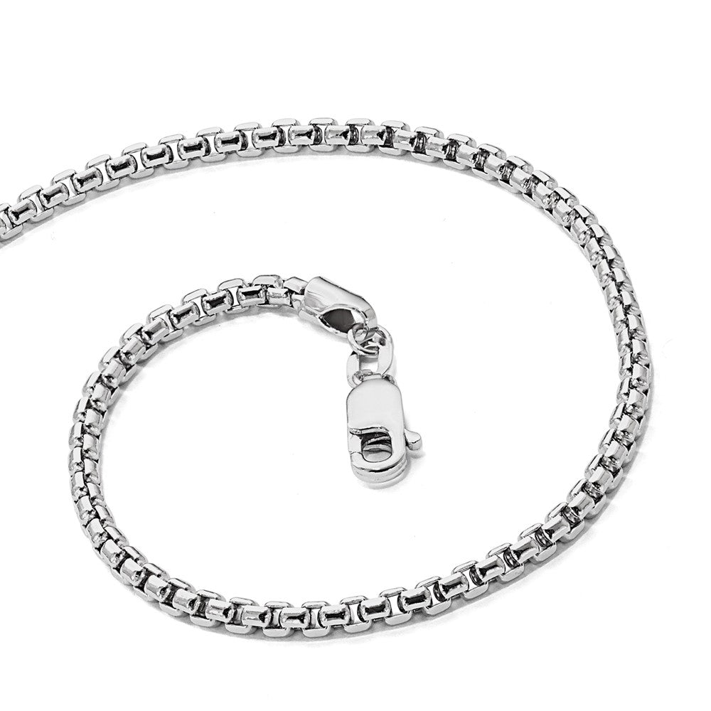 2.4mm Semi-Solid D/C Round Box Chain - White Gold