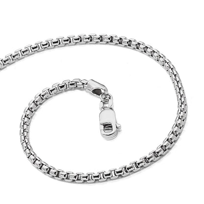 2.4mm Semi-Solid D/C Round Box Chain - White Gold