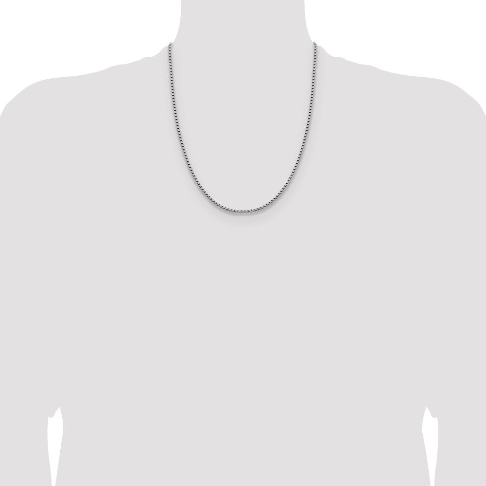 2.4mm Semi-Solid D/C Round Box Chain - White Gold