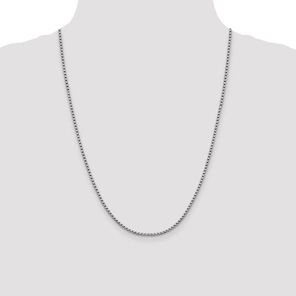 2.4mm Semi-Solid D/C Round Box Chain - White Gold