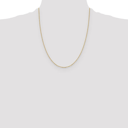 1mm D/C Open Long Link Cable Chain - Yellow Gold