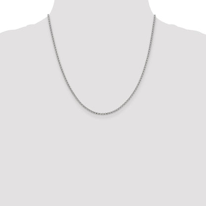 2.1mm D/C Open Franco Chain - White Gold