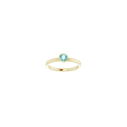 4 mm Natural Blue Zircon Ring