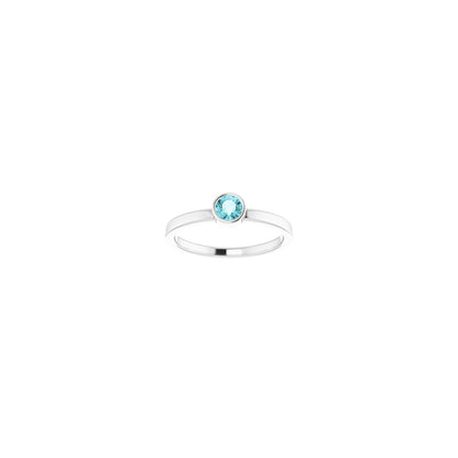 4 mm Natural Blue Zircon Ring
