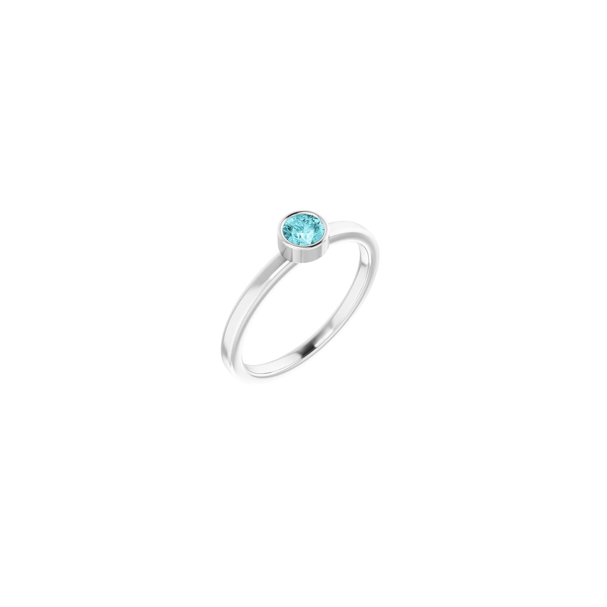 4 mm Natural Blue Zircon Ring