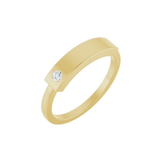 .03 CT Natural Diamond Stackable Family Signet Ring