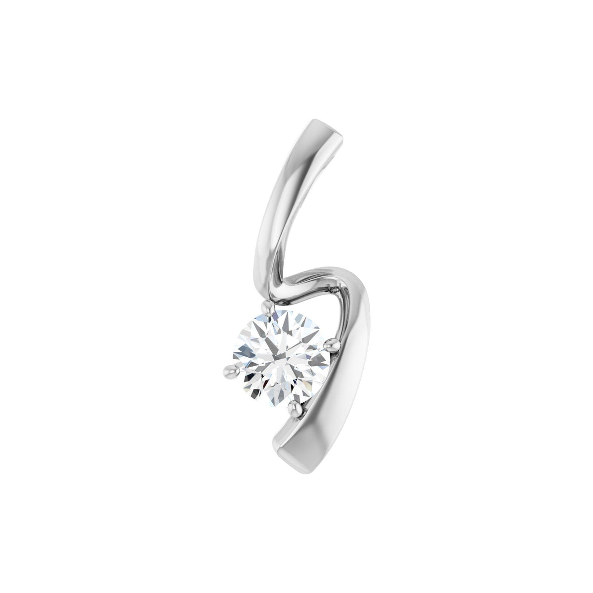 Natural Diamond Solitaire Freeform Pendant