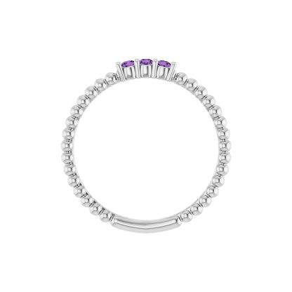 Natural Amethyst Beaded Ring