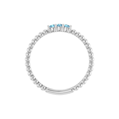 Natural Aquamarine Beaded Ring