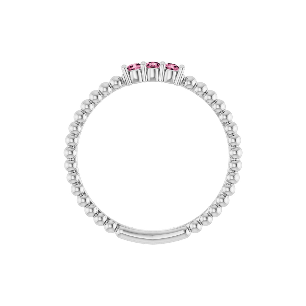 Natural Pink Tourmaline Beaded Ring