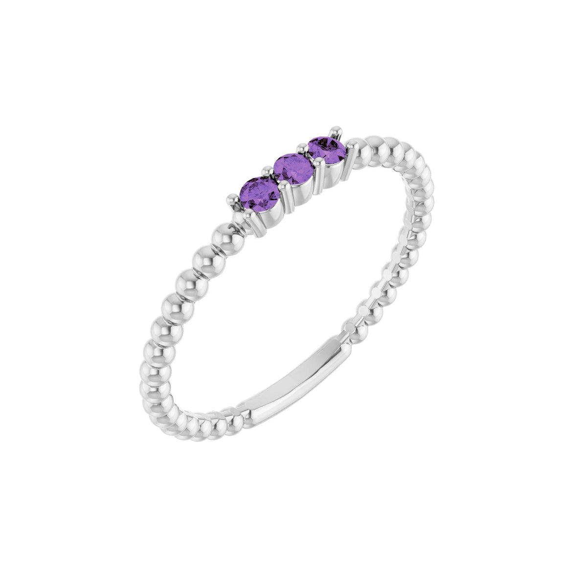 Natural Amethyst Beaded Ring