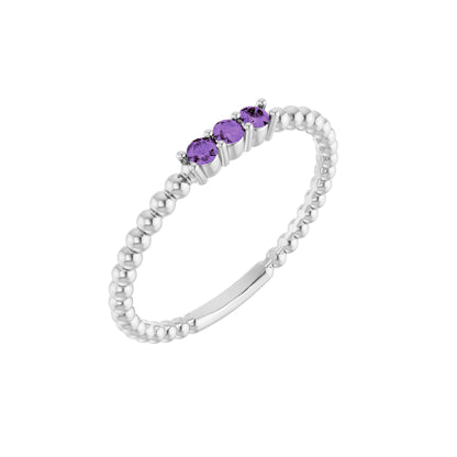 Natural Amethyst Beaded Ring