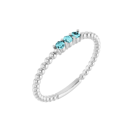 Natural Blue Zircon Beaded Ring