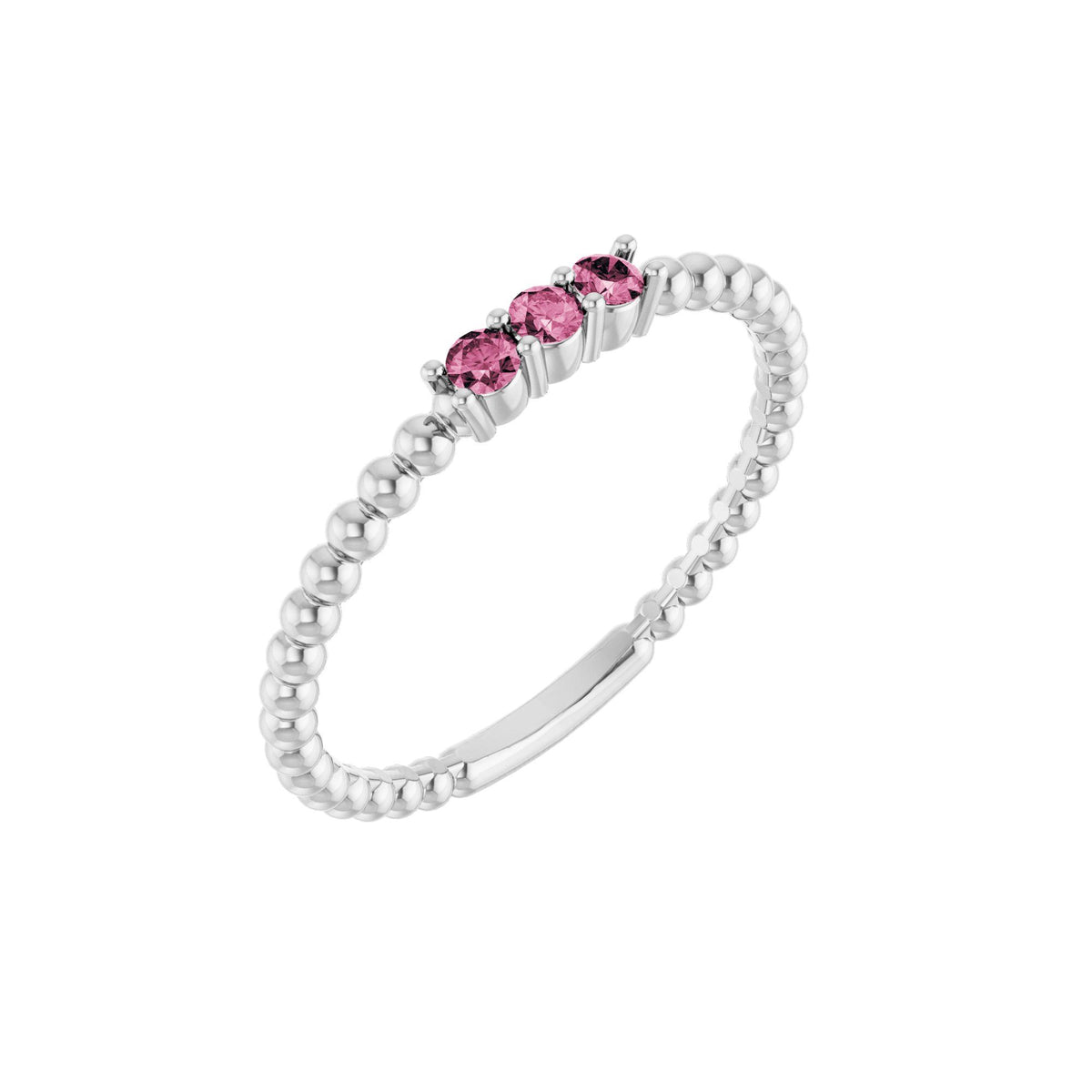 Natural Pink Tourmaline Beaded Ring