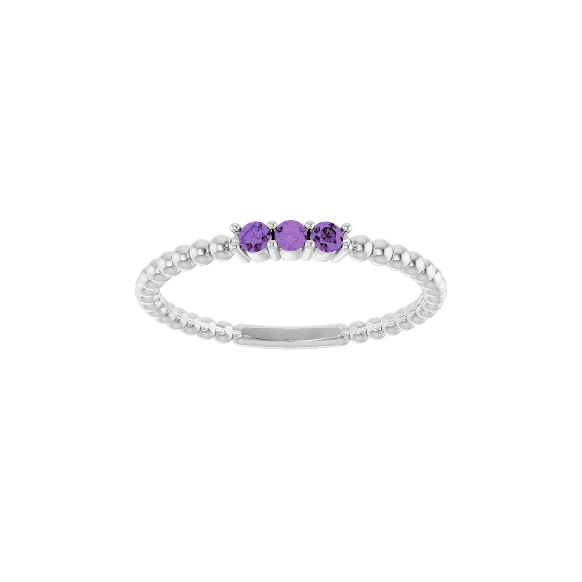 Natural Amethyst Beaded Ring