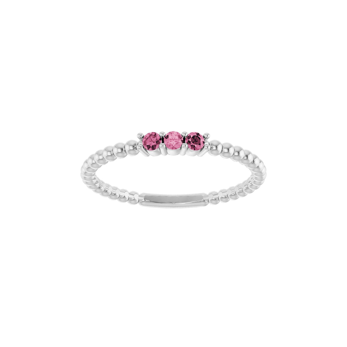Natural Pink Tourmaline Beaded Ring