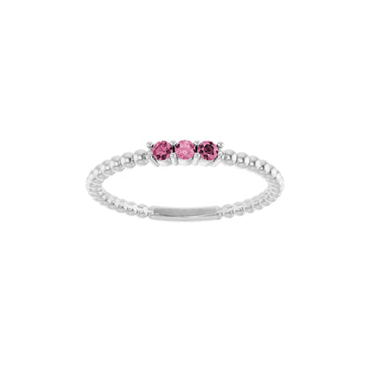 Natural Pink Tourmaline Beaded Ring