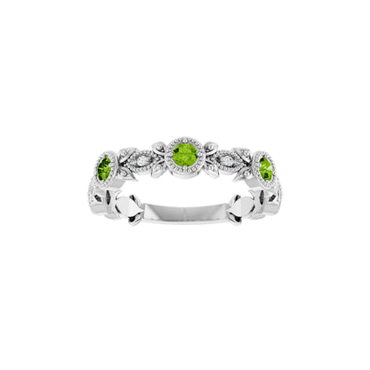 Natural Peridot & .03 CTW Natural Diamond Leaf Ring