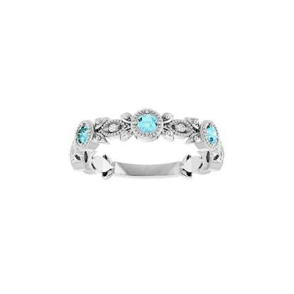 Natural Blue Zircon & .03 CTW Natural Diamond Leaf Ring