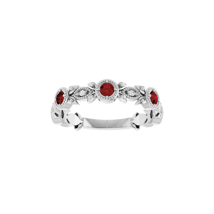 Natural Mozambique Garnet & .03 CTW Natural Diamond Leaf Ring